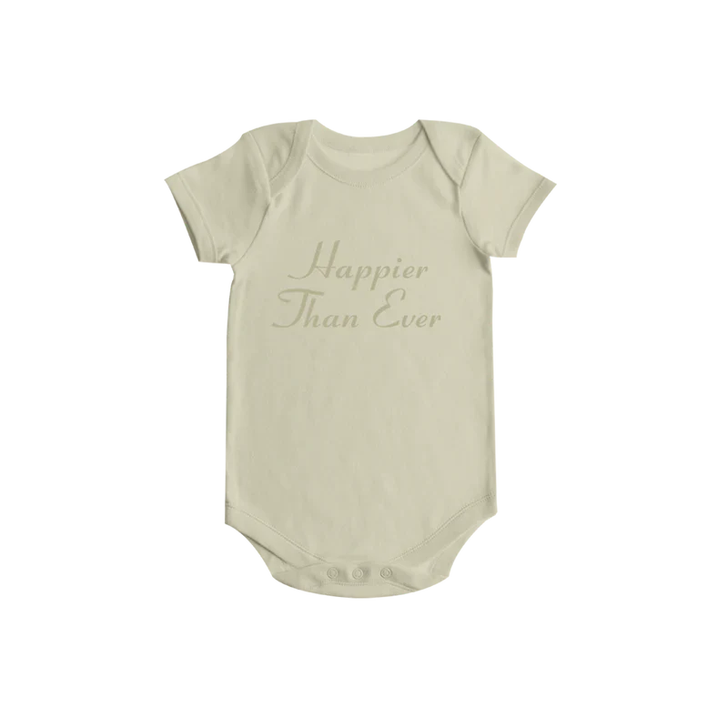 HAPPIER THAN EVER ORGANIC BEIGE ONESIE