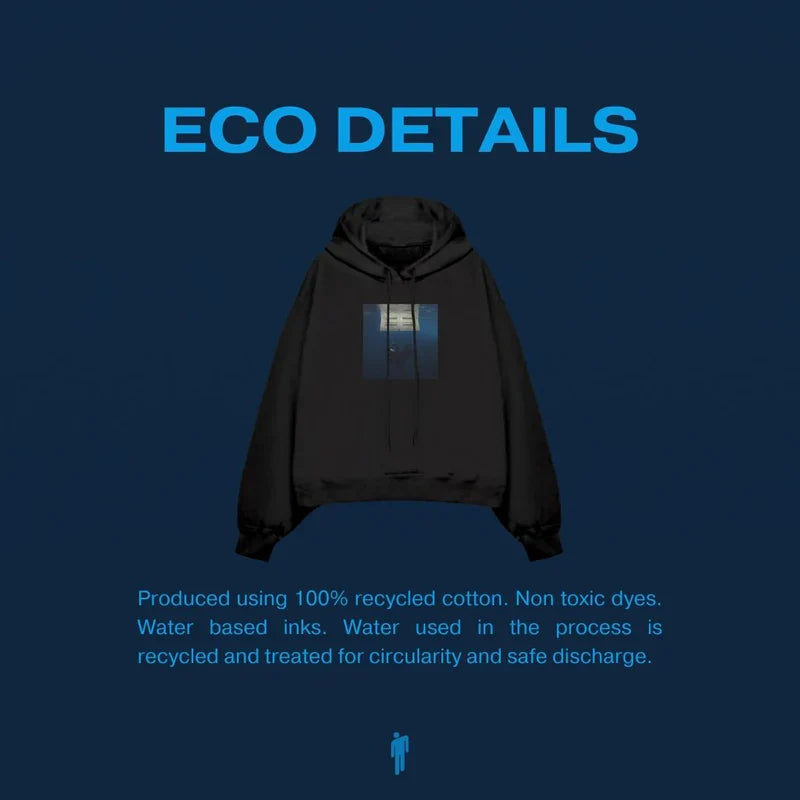 Eco-friendly details of Billie Eilish Hit Me Hard And Soft Black Cover Pullover Hoodie, produced using 100% recycled cotton